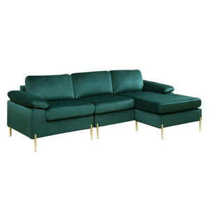 101" Wide Velvet Reversible Sofa & Chaise