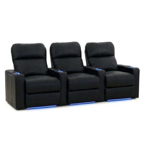 99.5'' Wide Faux Leather Home Theater Sofa with Cup Holder